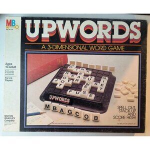 SOLD -Milton Bradley Upwords 3D Word Game Ages 10-Adult 2-4 Players Complete Set